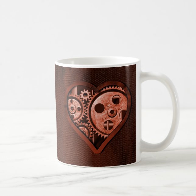 Caneca De Café Coração de Engrenagens Steampunk (Direita)