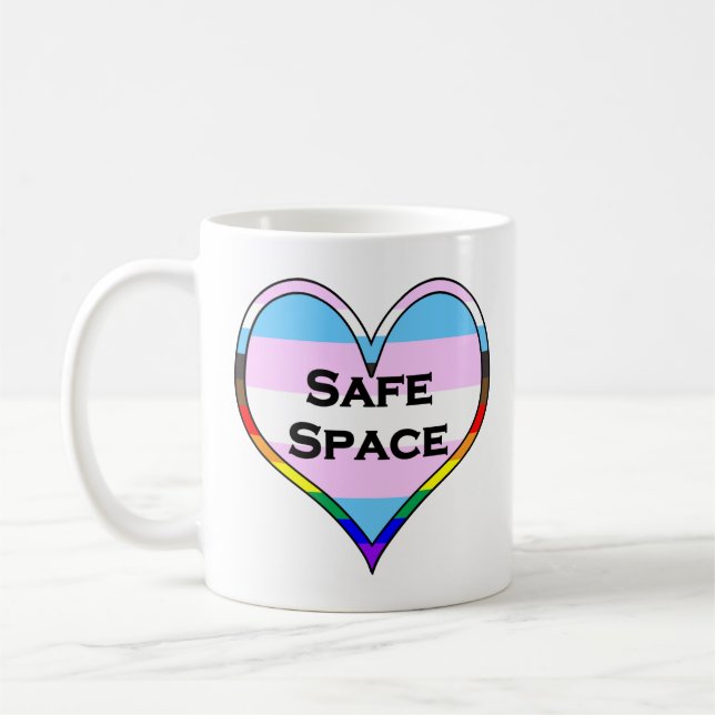 Caneca De Café Coração de Espaço Seguro Trans (Esquerda)