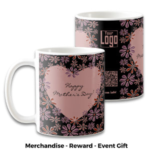 Caneca De Café Coração de Flores Promocional Feliz Dia das Mães