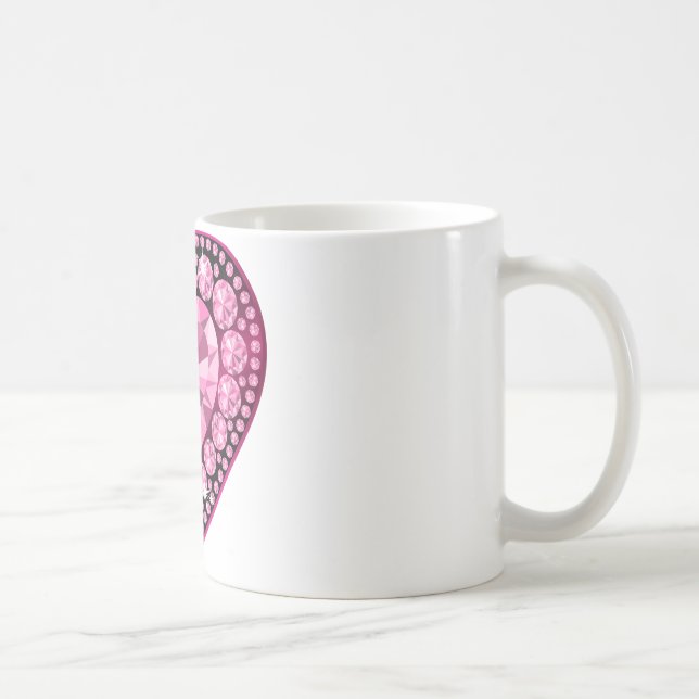 Caneca De Café Coração de Gem Quartz Rosa (Direita)