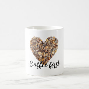 Caneca De Café Coração de Grãos de Café