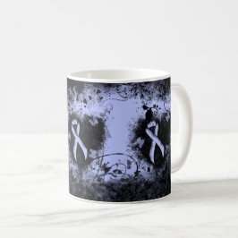Caneca De Café Coração de Grunge de Fita Azul Claro