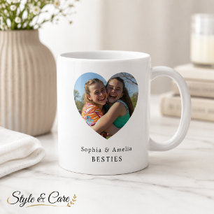 Caneca De Café Coração de Melhores Amigos Personalizado com Foto