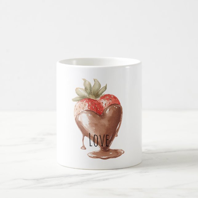 Caneca De Café Coração de Morango Coberta com Chocolate (Centro)