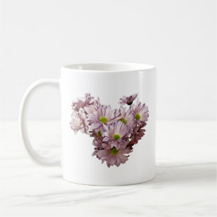 Caneca De Café Coração de Mums Margarida Rosa