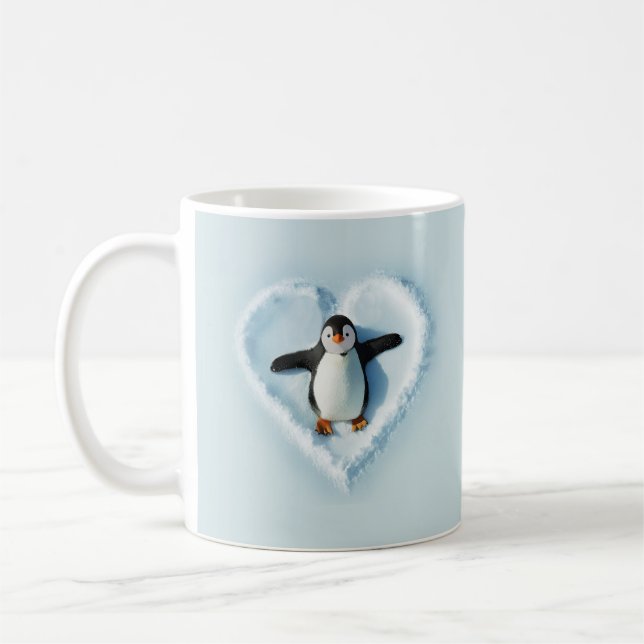 Caneca De Café Coração de Neve de Pinguim (Esquerda)