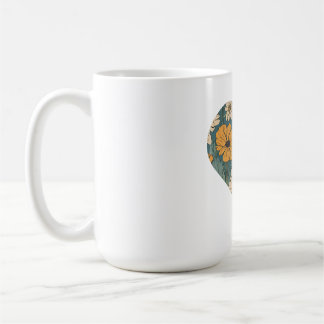 Caneca De Café Coração de Padrão Floral Bonito