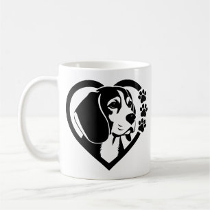 Caneca De Café Coração de Pata de Beagle