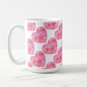 Caneca De Café Coração de Patches Copo Branco