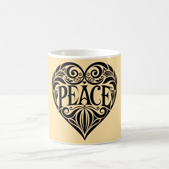 CANECA DE CAFÉ CORAÇÃO DE PAZ PRETO E BRANCO (Centro)