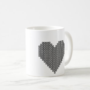 Caneca De Café Coração de pixel preto