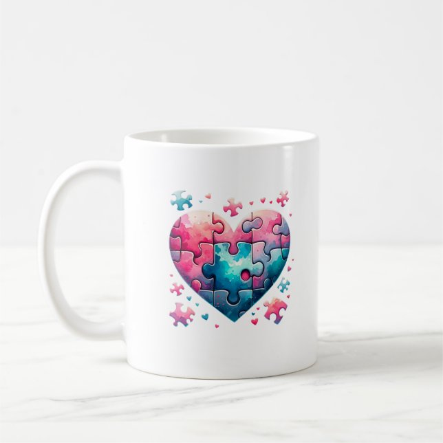 Caneca De Café Coração de Puzzle (Esquerda)