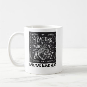 Caneca De Café Coração de Quadro Negro de Agradecimento Personali