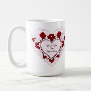 Caneca De Café Coração de Renda Delicada Carta