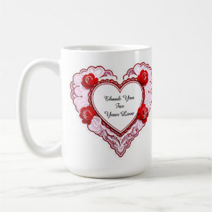 Caneca De Café Coração de Renda Delicada Carta