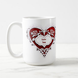 Caneca De Café Coração de Renda Delicada Carta