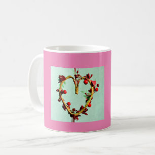 Caneca De Café Coração Dia de as mães Verde e Rosa Colorida