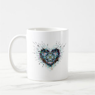 Caneca De Café Coração Digital Geometria Sagrada Coração Design 