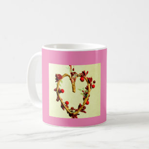 Caneca De Café Coração do dia de as mães amarelo e cor-de-rosa