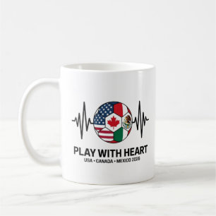 Caneca De Café Coração do Futebol EUA Canadá México 2026