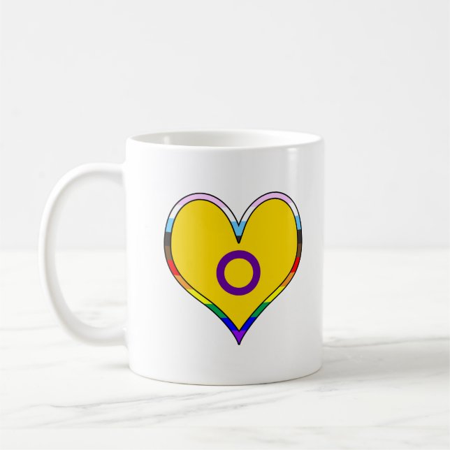 Caneca De Café Coração do Orgulho Intersexual (Esquerda)