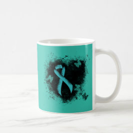 Caneca De Café Coração do Téal Ribbon Grunge