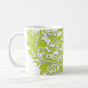 Caneca De Café Coração do Verde limão do HeartParty & White Damas