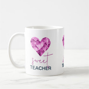 Caneca De Café Coração doce de professor em roxo
