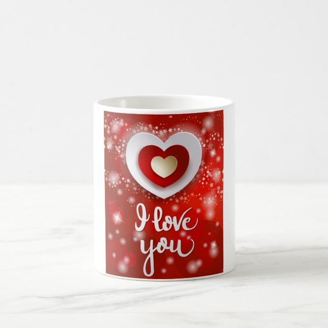 Caneca De Café Coração e estrelas em vermelho (Centro)