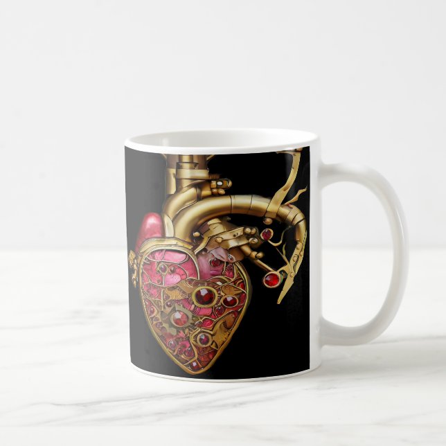 Caneca De Café Coração e Lágrimas Anatômicas Steampunk (Direita)