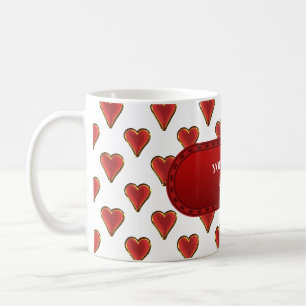 Caneca De Café Coração Engraçado Padrão de ouro vermelho + seu tr