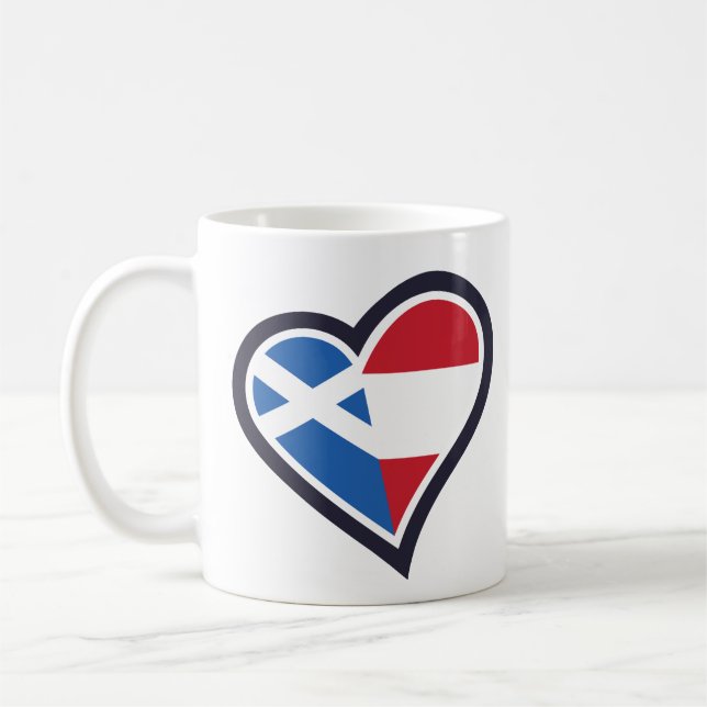 Caneca De Café Coração Escocês Austríaco – Amo Escócia & Áustria (Esquerda)