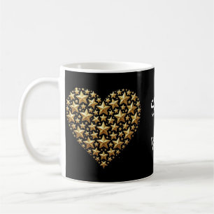 Caneca De Café Coração Estético Dourado Brilhante