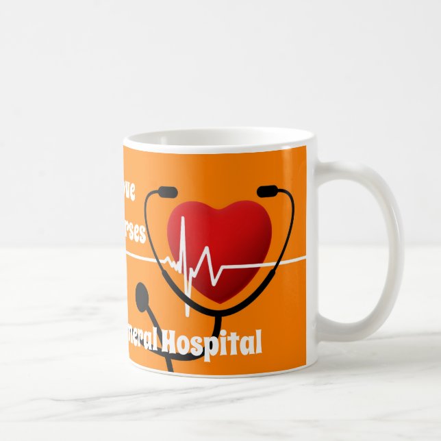Caneca De Café Coração, estetoscópio & enfermeiras de ECG (Direita)