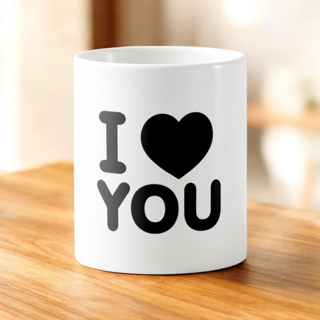 Caneca De Café Coração "Eu Te Amo" Preto Clássico (Criador carregado)