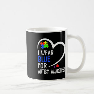 Caneca De Café Coração Eu Uso Azul Para Conscientização Do Autism