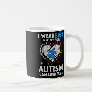 Caneca De Café Coração Eu Visto Azul Para Minha Consciência Do Au