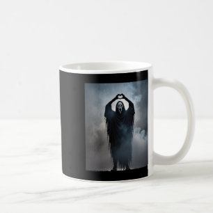 Caneca De Café Coração Fantasma Mãos Assustadas Rosto Horror Post