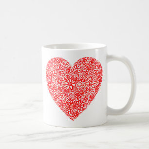 Caneca De Café Coração Flocado