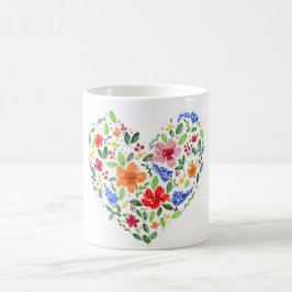 Caneca De Café Coração Floral