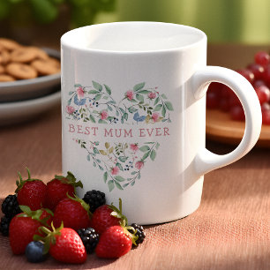 Caneca De Café Coração Floral em Aquarela Melhor Mãe do Mundo