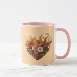 Caneca de Café Coração Florido (Flores Delicadas)