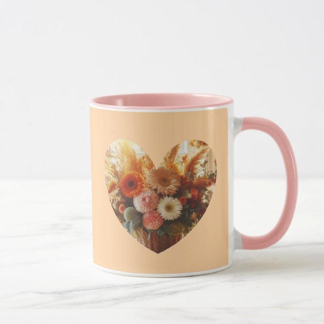 Caneca de Café Coração Florido (Flores Delicadas) (Direita)