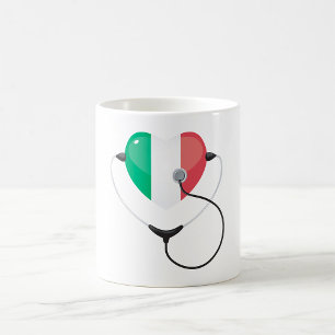 Caneca De Café Coração Italiano com Estetoscópio Saúde