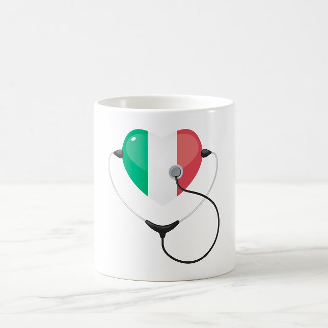 Caneca De Café Coração Italiano com Estetoscópio Saúde (Criador carregado)