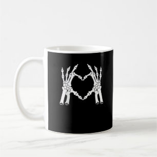 Caneca De Café Coração - Mão do Esqueleto Halloween