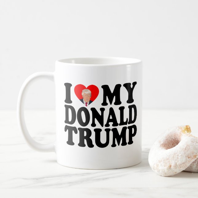 Caneca De Café Coração Meu Donald Trump 47º Presidente (Com Donut)