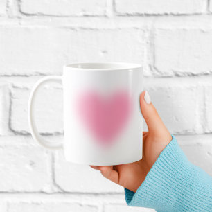 Caneca de Café Coração Minimalista Rosa Suave
