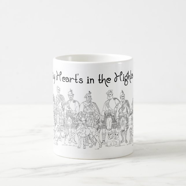Caneca De Café Coração nas Terras Altas, Amo a Escócia (Centro)
