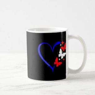 Caneca De Café Coração Patriótico EUA 4 De Julho Com Borboletas B